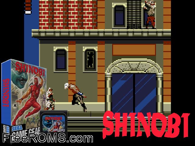 GG Shinobi Game Gear game showing 3D box cover and gameplay screenshot